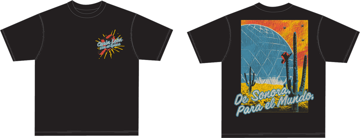 De Sonora Para El Mundo Sphere Black Tee front and back