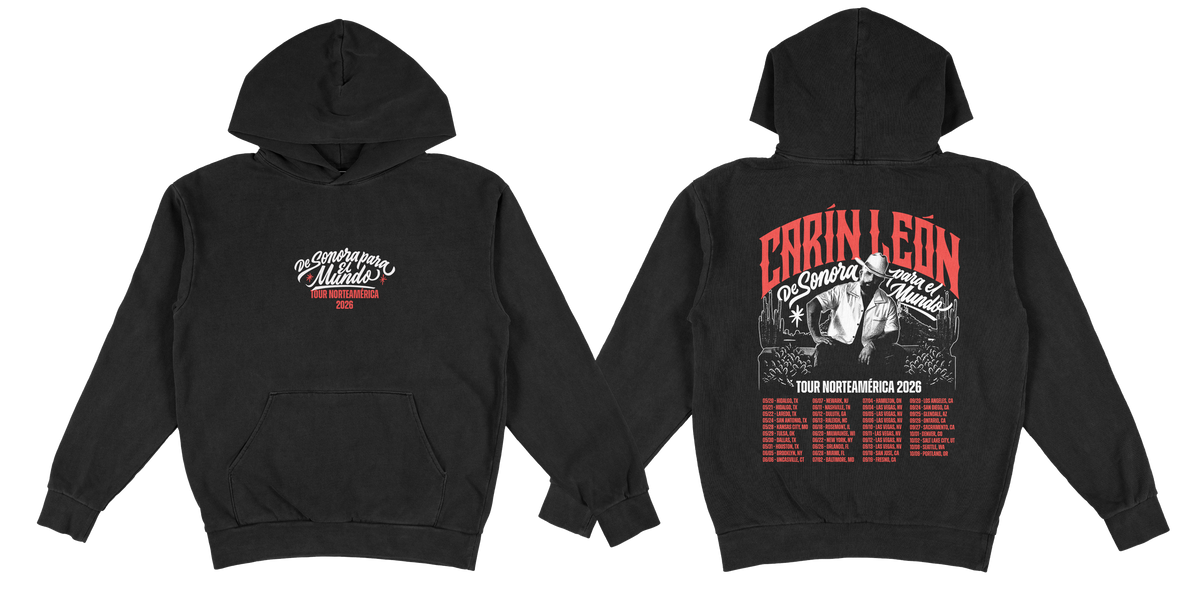 Tour Norteamérica 2026 Black Hoodie front and back